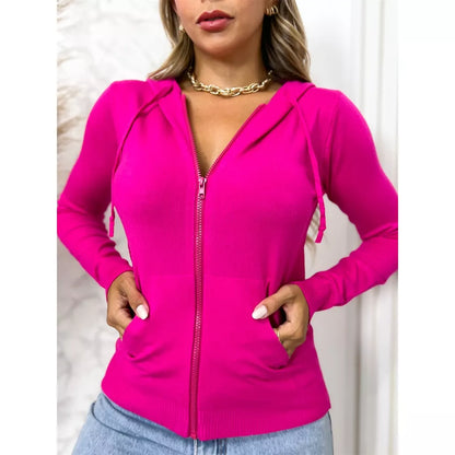 Blusa Feminina Modal Casaco Moletom Zíper Capuz Inverno 3RD SD200