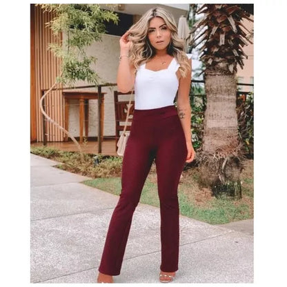 Calça Feminina Flare Bailarina Colmeia Casual