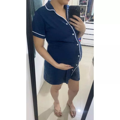 Camisola Amamentação Pós Parto Gestante de Botão pós Cirúrgico Camisola de Amamentação