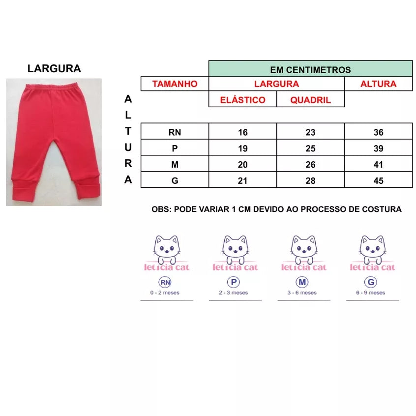 Calça / Mijão Bebê / Culote Suedine Pé Reversível 100% Algodão