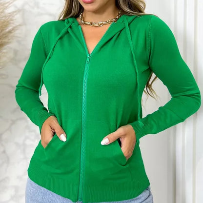 Blusa Feminina Modal Casaco Moletom Zíper Capuz Inverno 3RD SD200