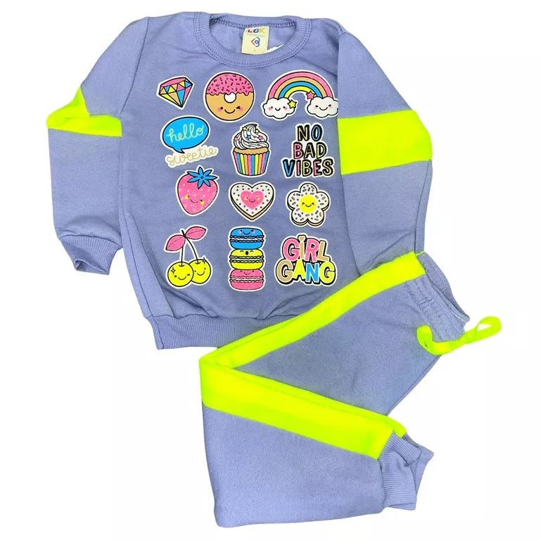 Kit Sortido 6 Peças de Roupas Feminino Infantil Inverno – 3 blusas casacos + 3 calças de 1 ao 10 – Kit 3 Conjuntos Moletom Infantil Menina Inverno com Calça e Casaco