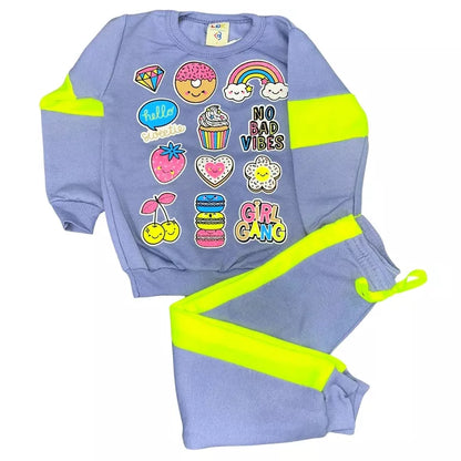 Kit Sortido 6 Peças de Roupas Feminino Infantil Inverno – 3 blusas casacos + 3 calças de 1 ao 10 – Kit 3 Conjuntos Moletom Infantil Menina Inverno com Calça e Casaco