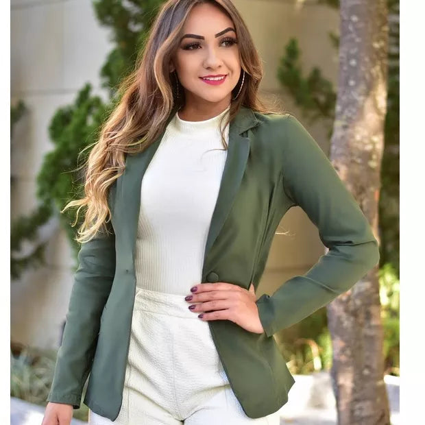Blazer Terninho Modelo Alfaiataria Em Bengaline Moda Evangelica
