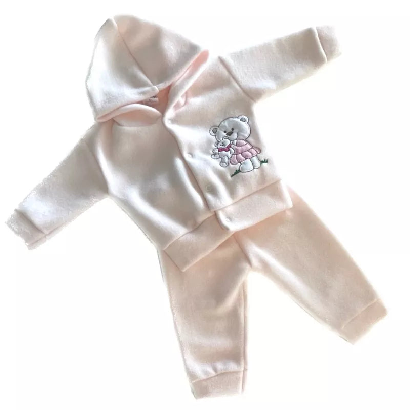 CONJUNTO SOFT CAPUZ BORDADO para Bebês! Várias cores!