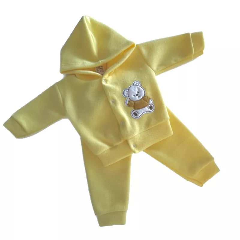 CONJUNTO SOFT CAPUZ BORDADO para Bebês! Várias cores!