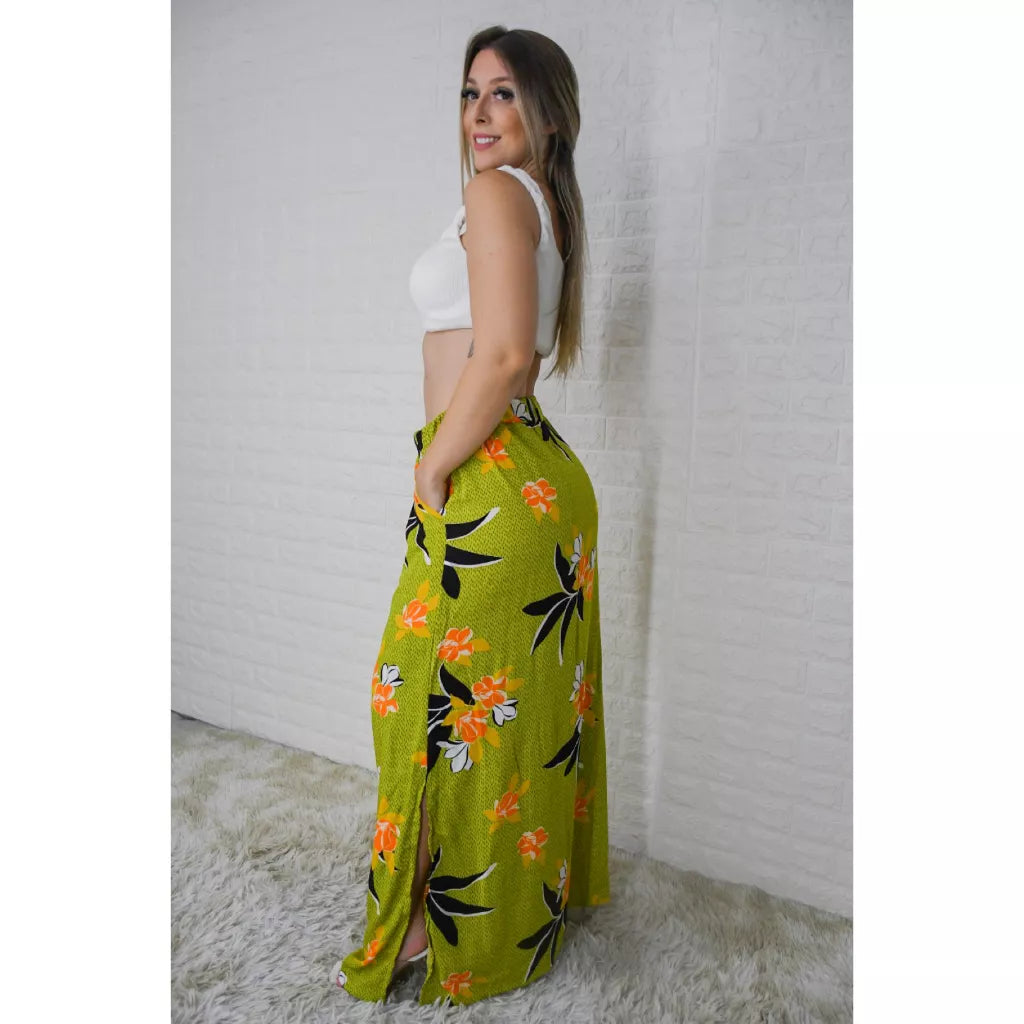 Saia Longa Fenda Lateral (c/ Bolso) - Feminina, Moda Evangélica, Verão