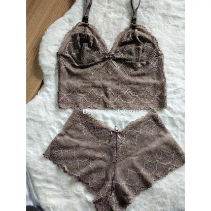 Conjunto espera marido com forro conjunto rendado Conjuntos cropt