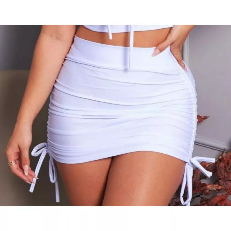 Saia Curta Feminina Franzida Na Lateral Ajustável Suplex moda gringa