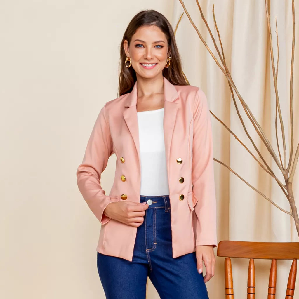 Blazer Feminino Casaquinho Maxi Longo Sobretudo Alfaiataria Social Blazer Com Botão