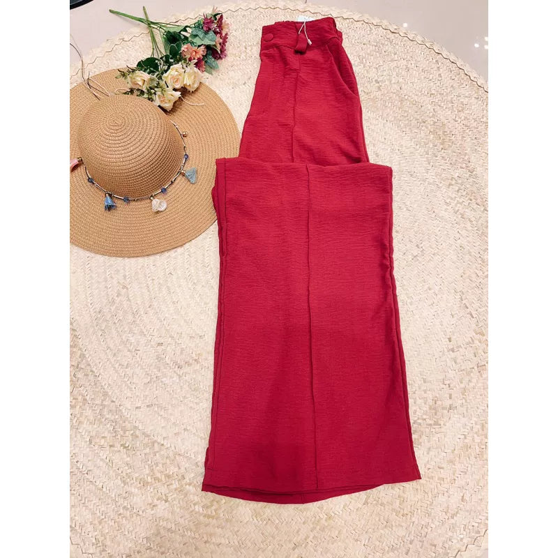 Calça Pantalona tecido De Duna maravilhosa ela estica com cintura