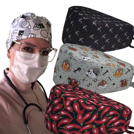 Touca Cirúrgica Bandana Gorro Odonto Enfermagem Veterinária Dentista De Amarrar