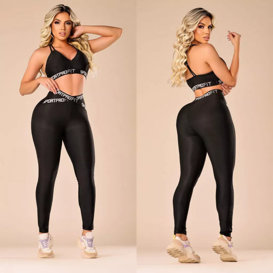 Conjunto Fitness Feminino Legging e Top Com Elástico