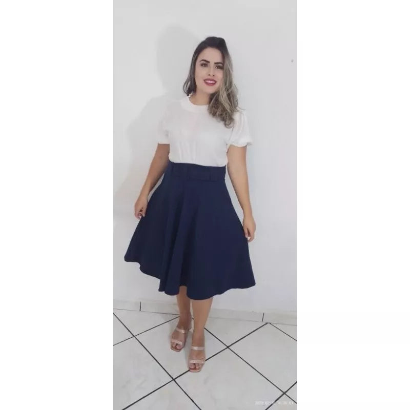 Saia Midi Godê Com Cinto