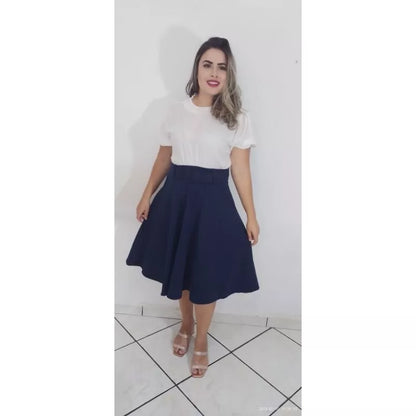 Saia Midi Godê Com Cinto
