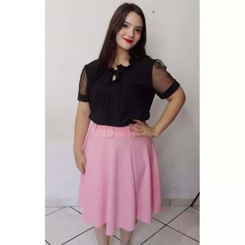Saia Midi Godê Com Cinto