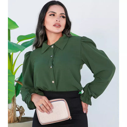 Camisa Feminina Social Botão Estico Blogueira Tendências Super Moda Envio ! !