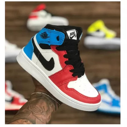 Tênis Infantil Bota Cano Alto Air Jordan Branco/Cinza/Preto Masculino/Feminino mega promoção escolar dia das crianças