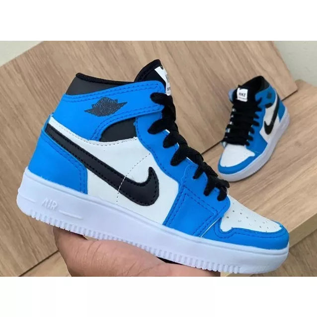 Tênis Infantil Bota Cano Alto Air Jordan Branco/Cinza/Preto Masculino/Feminino mega promoção escolar dia das crianças