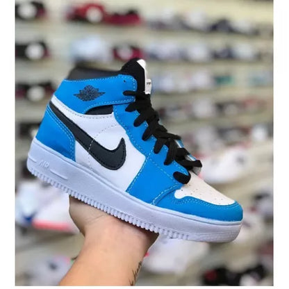 Tênis Infantil Bota Cano Alto Air Jordan Branco/Cinza/Preto Masculino/Feminino mega promoção escolar dia das crianças