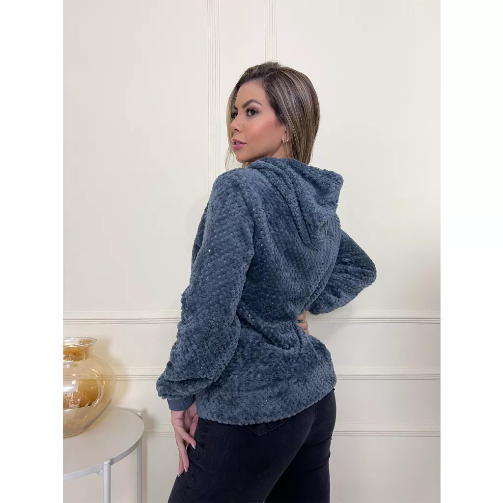 Blusa Frio Casaco Moletom Pelinho Inverno Feminino 3RD SD146