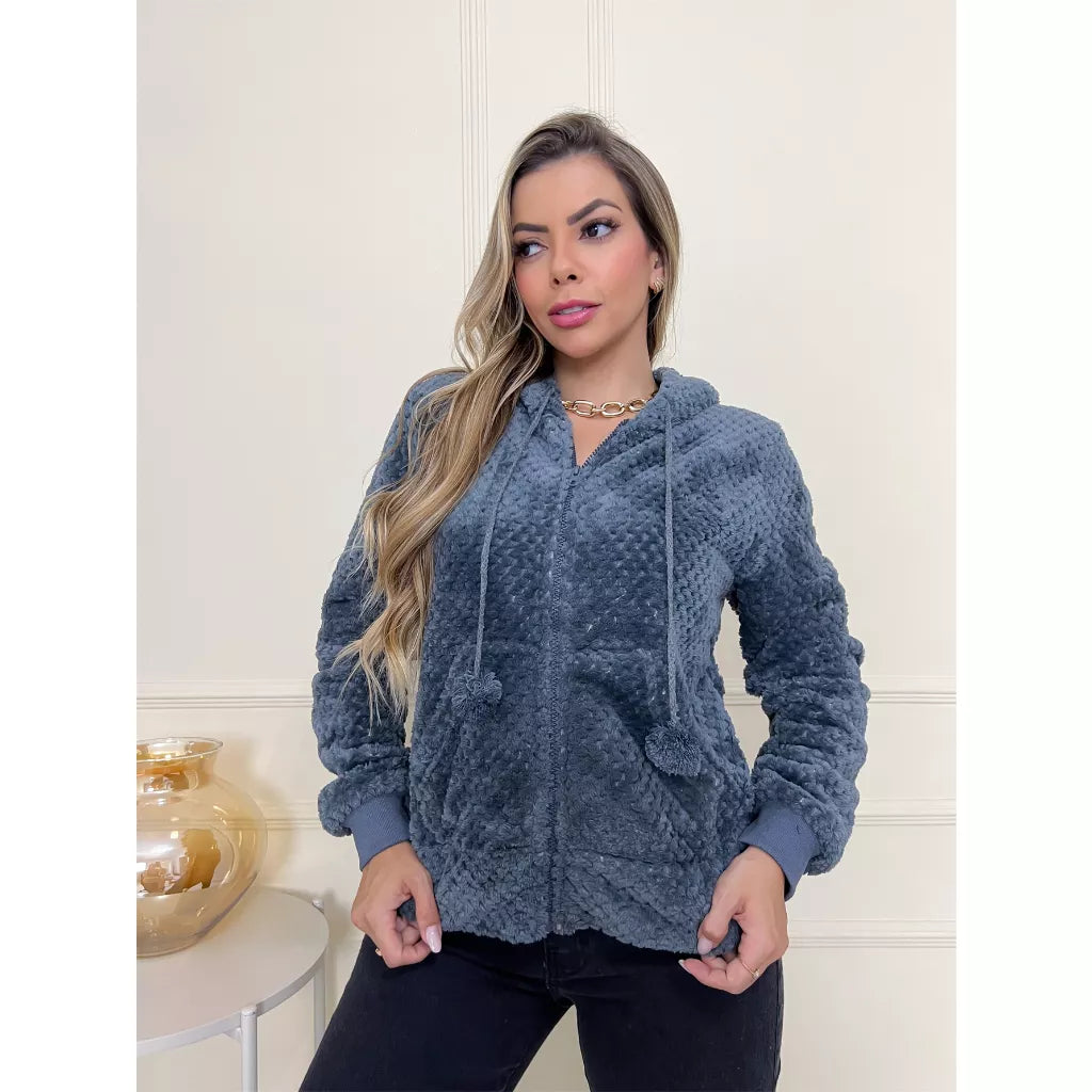 Blusa Frio Casaco Moletom Pelinho Inverno Feminino 3RD SD146