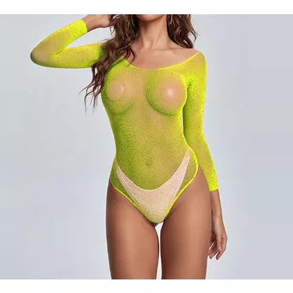 Roupa Íntima Feminina/Body Sexy De Malha Metálica Com Strass Brilhante E Bonita/lingerie