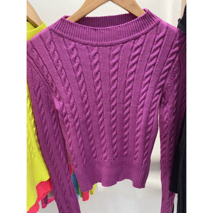 Blusa de frio tricô cropped feminina manga longa