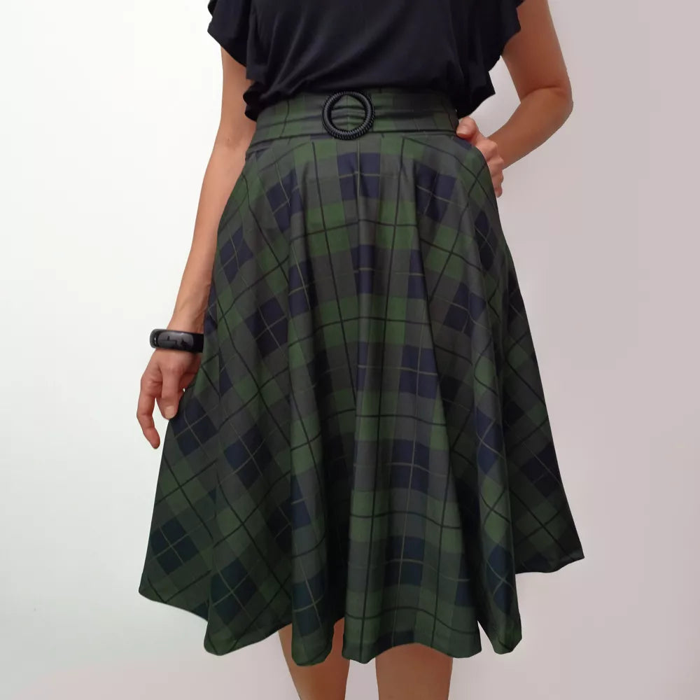 Saia Godê Midi Moda Evangélica Com Bolso e Fivela