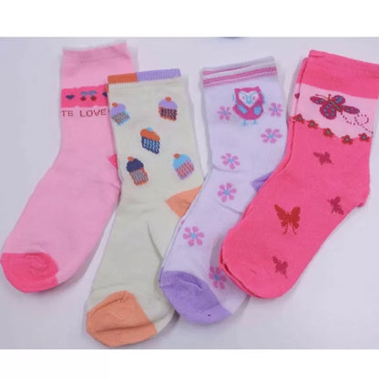 Kit 6 ou 12 Pares de Meias Infantil Feminino com Estampada Meia Menina
