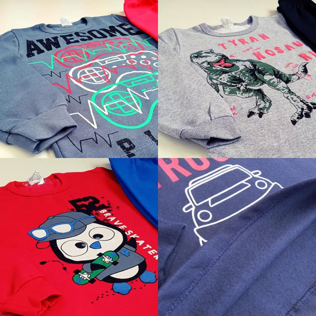 Kit 6 Peças Conjunto Moletom Infantil Menino 1 ao 16 Masculino Inverno Manga Longa