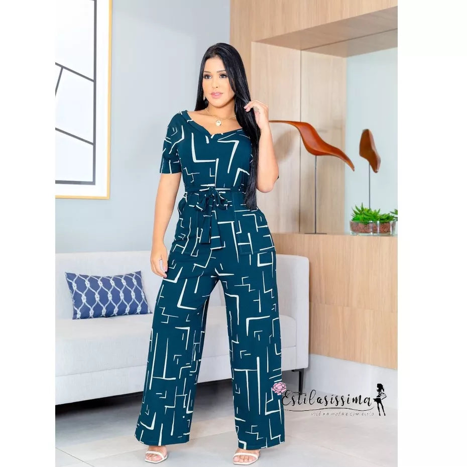 Macacao Saruel Com Manga Curta Com Cintinho Longo Max Feminino Bolsos Viscolycra Soltinho Evangelico Roupas Femininas 38 ao 46