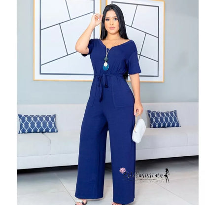 Macacao Saruel Com Manga Curta Com Cintinho Longo Max Feminino Bolsos Viscolycra Soltinho Evangelico Roupas Femininas 38 ao 46