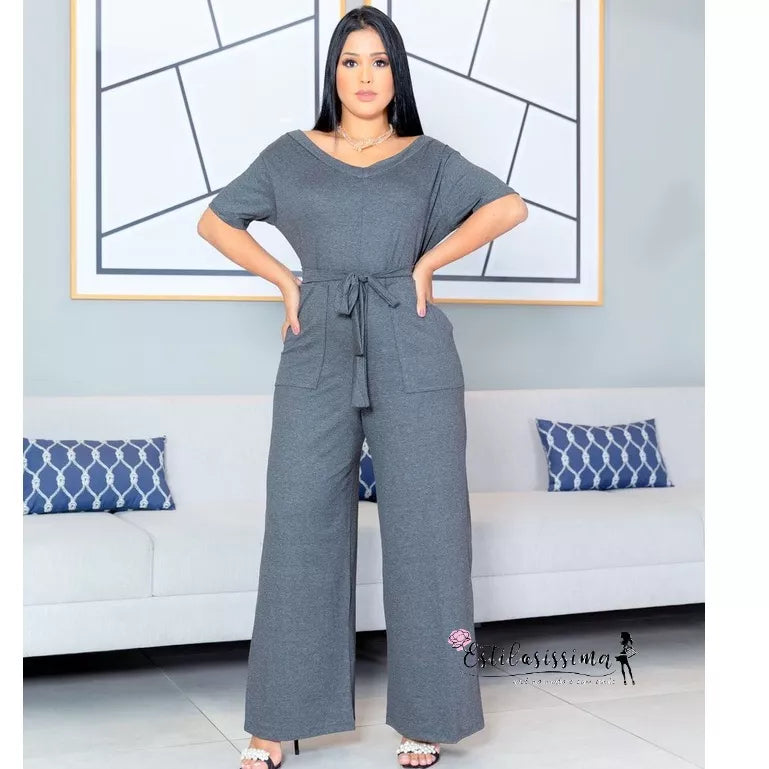 Macacao Saruel Com Manga Curta Com Cintinho Longo Max Feminino Bolsos Viscolycra Soltinho Evangelico Roupas Femininas 38 ao 46