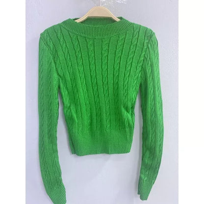 Blusa de frio tricô cropped feminina manga longa