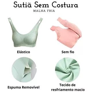 Sutiã 5D a Laser com Bojo Removível Sem costura Malha Fria Elástico