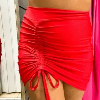 Saia Curta Feminina Franzida Na Lateral Ajustável Suplex moda gringa