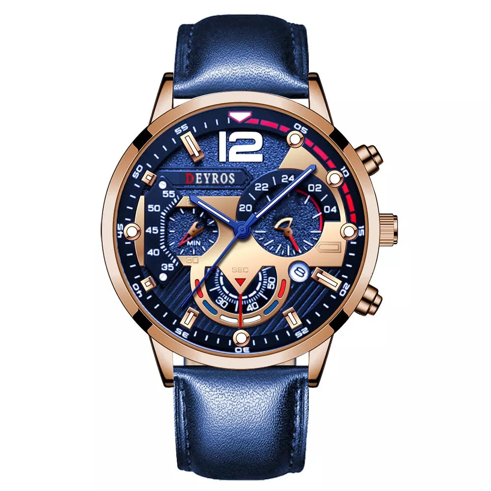 DEYROS 1531 Relógio Masculino Quartz À Prova D 'Água