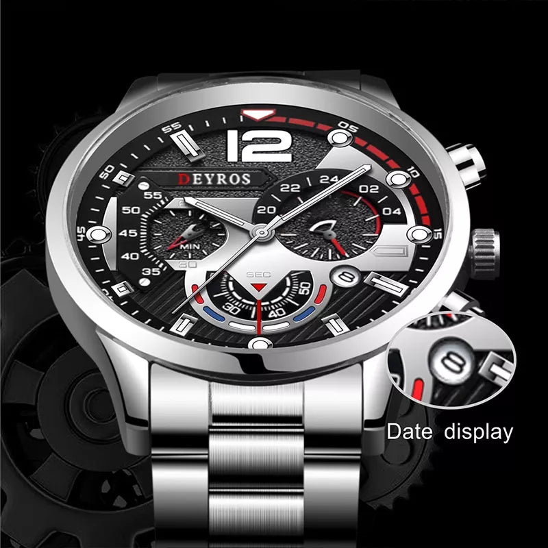 DEYROS 1531 Relógio Masculino Quartz À Prova D 'Água