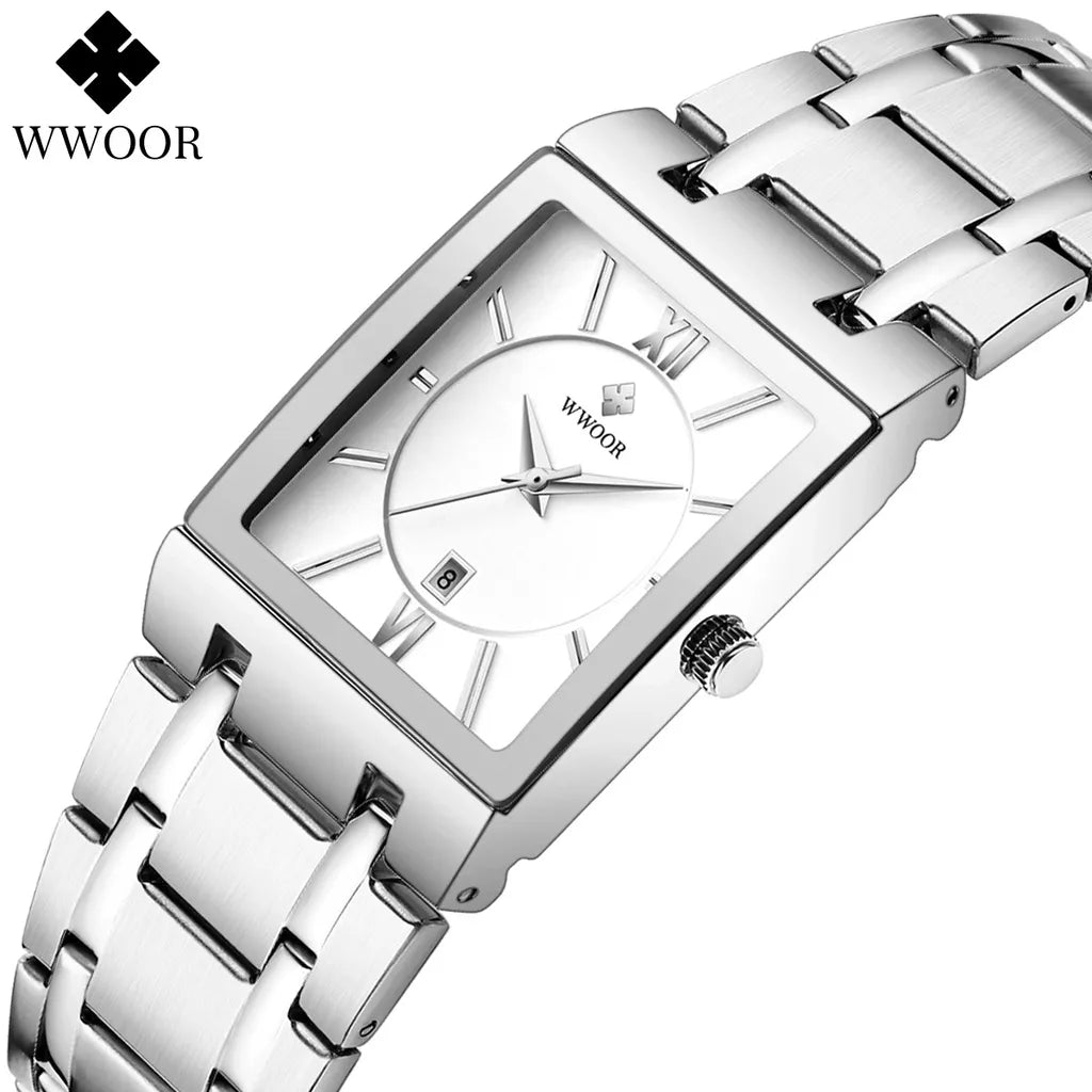 WWOOR Relógios Masculinos luxo prova da água aço inoxidável Esportivas original Caixa grátis - 8858