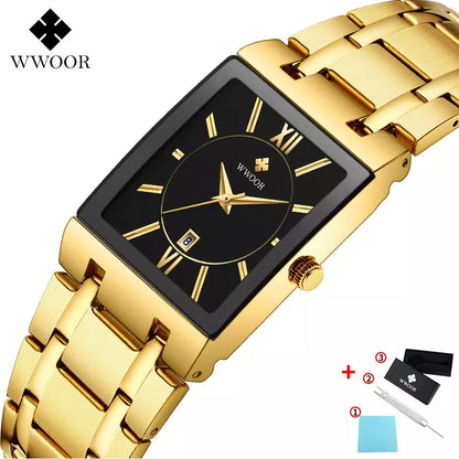 WWOOR Relógios Masculinos luxo prova da água aço inoxidável Esportivas original Caixa grátis - 8858
