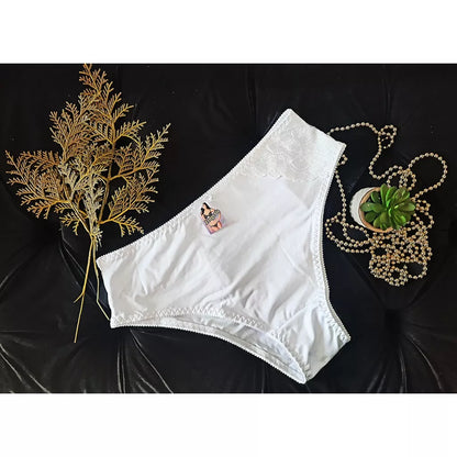 Kit 5 Calcinhas Plus Size, Calcinha Calçola Senhora Cintura Alta Com Renda Calcinha calsola lateral larga