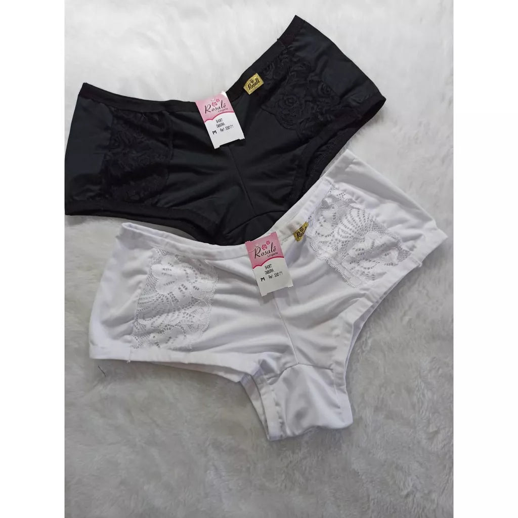Kit 5 Calcinha Boxer - Calcinhas Box - Short Microfibra Detalhes em Renda Até o 46