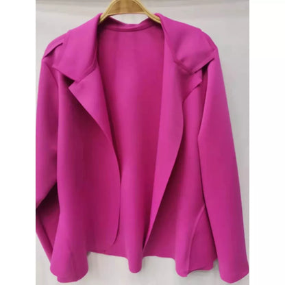 Blazer Feminino em Neoprene Casaco curto Varias Cores com babado Terninho Social aberto