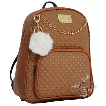 Mochila Feminina Bolsa Mochilinha Fashion Com Lindo Detalhe + Chaveiro Pompom