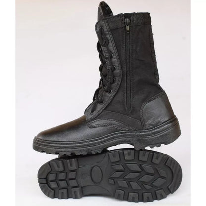 Coturno Militar Com Ziper Couro Extra Leve