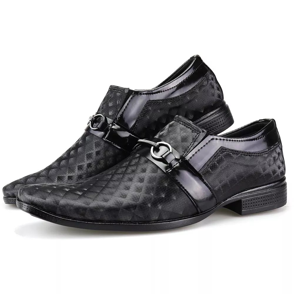 Sapato Masculino Social Touroboots Conforto Estampado Envernizado Calce Fácil