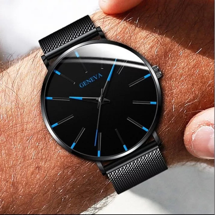Relógio Masculino Ultra Fino De Aço Inoxidável Geneva