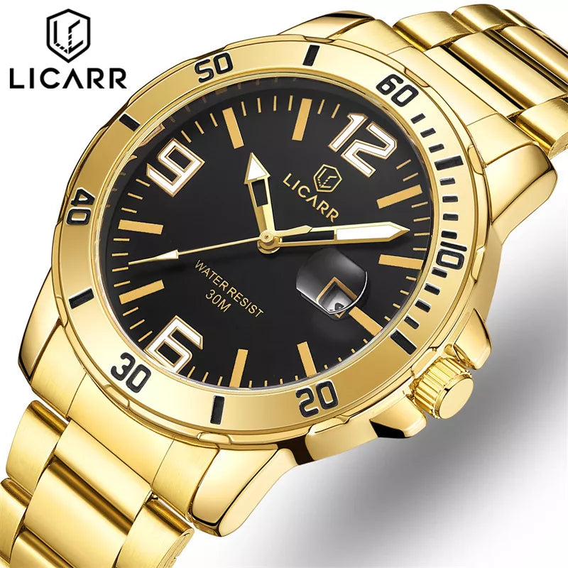 LICARR Relógios Masculinos Da Marca Relógio Casual De Quartzo À Prova D'água 9524