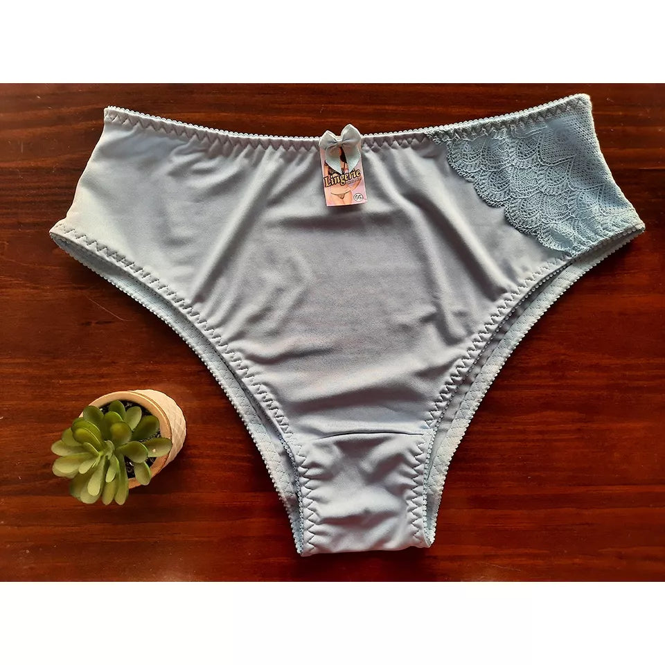 Kit 5 Calcinhas Plus Size, Calcinha Calçola Senhora Cintura Alta Com Renda Calcinha calsola lateral larga